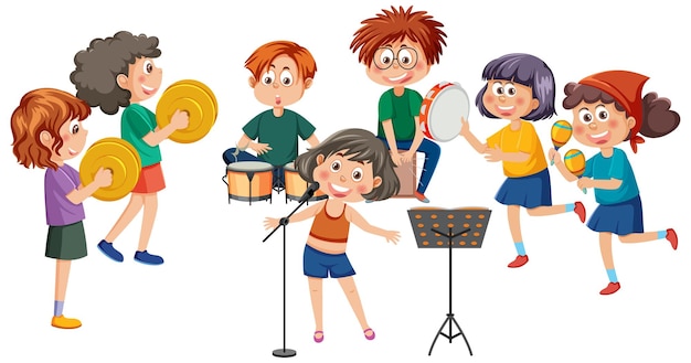 Kinderen spelen muziekinstrumenten