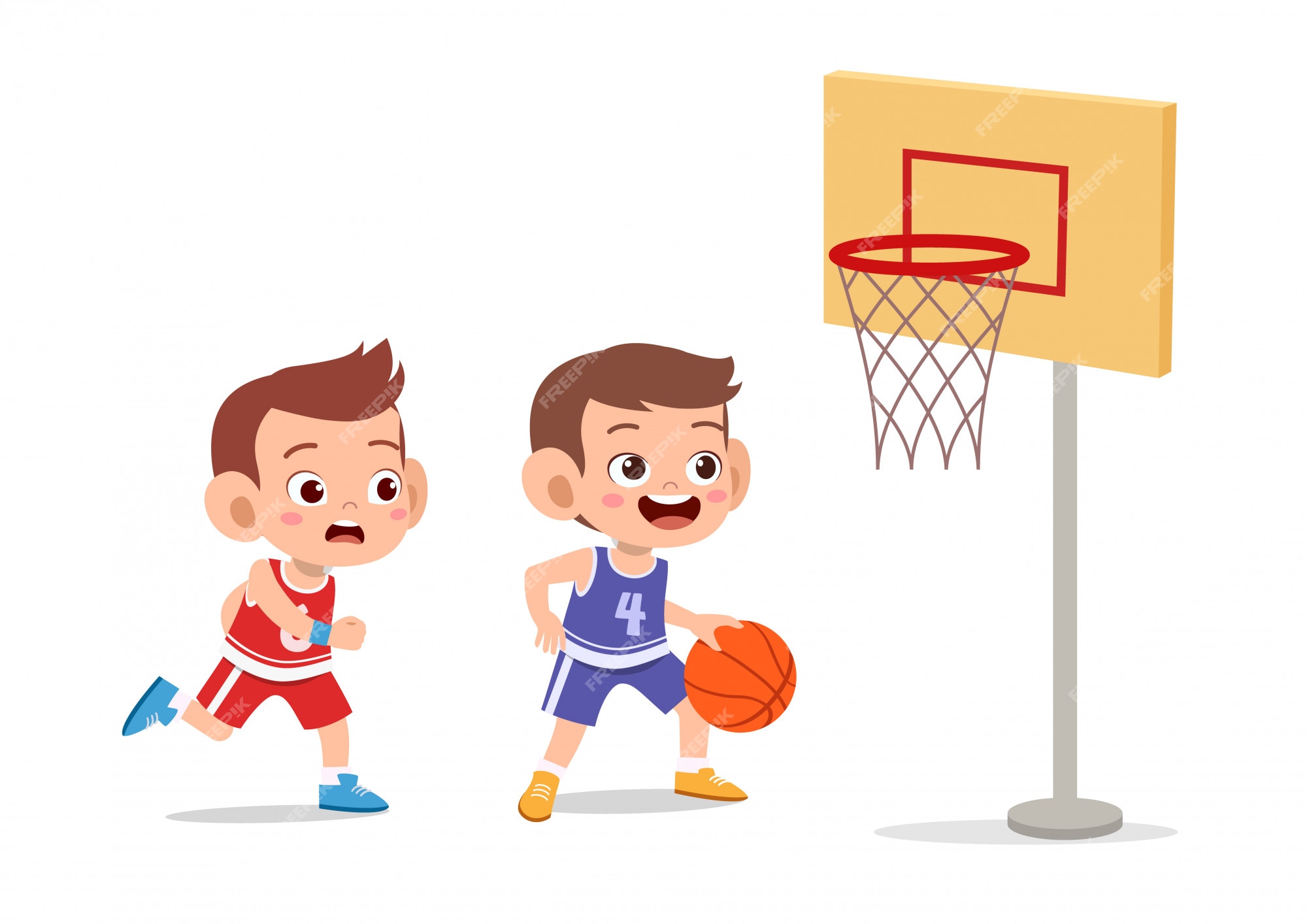 Kinderen springen basketbal Premium