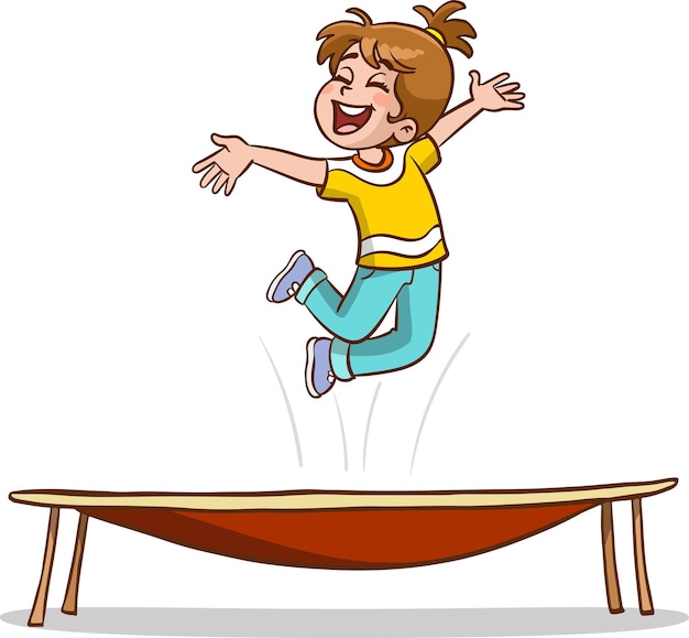 kinderen springen op trampoline cartoon vector