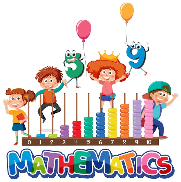 Kinderen stripfiguur met wiskunde en getallenthema