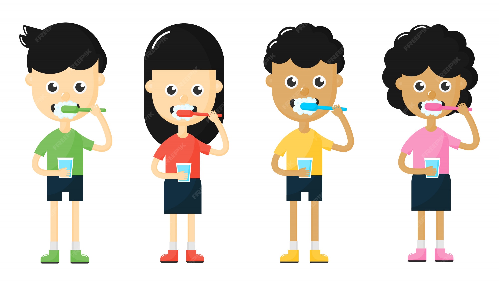Kinderen Tanden Poetsen Premium Vector kinderen-tanden-poetsen-premium-vector