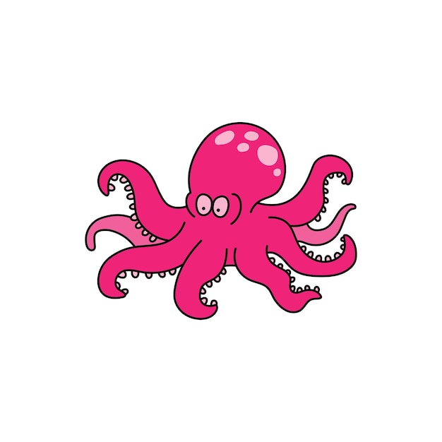 Kinderen tekenen Cartoon Cute octopus geïsoleerd op een witte achtergrond
