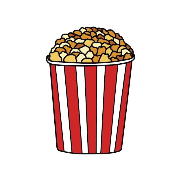 Kinderen tekenen cartoon vector illustratie caramel popcorn geïsoleerd op witte achtergrond