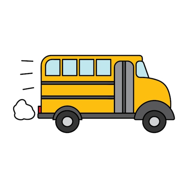 Kinderen tekenen Cartoon Vector illustratie platte schoolbus pictogram geïsoleerd op witte achtergrond