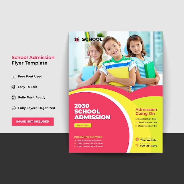 Vector kinderen terug naar school onderwijs toelating flyer sjabloon