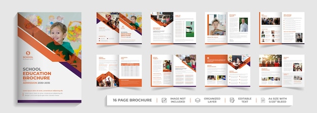 Kinderen terug naar school onderwijs toelating tweevoudig brochure sjabloon bedrijfsprofiel ontwerp