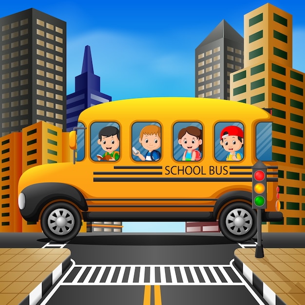 Kinderen van een schoolbus