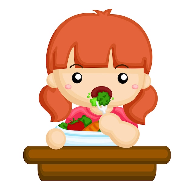 Vector kinderen voeren een gezonde levensstijl eten activiteit vakantie cartoon illustratie vector clipart sticker