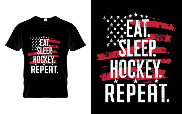 Vector kinderen volwassen ijshockeyspeler cadeau eet slaap hockey herhalen vector t-shirt