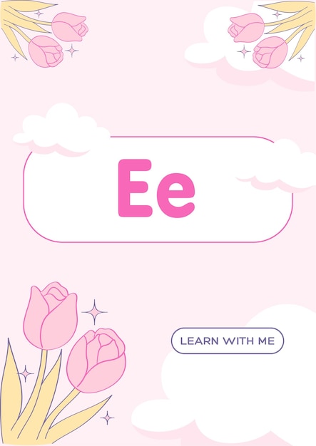 Kindergarten Alphabet Worksheets handdrawn kawaii letter Ee