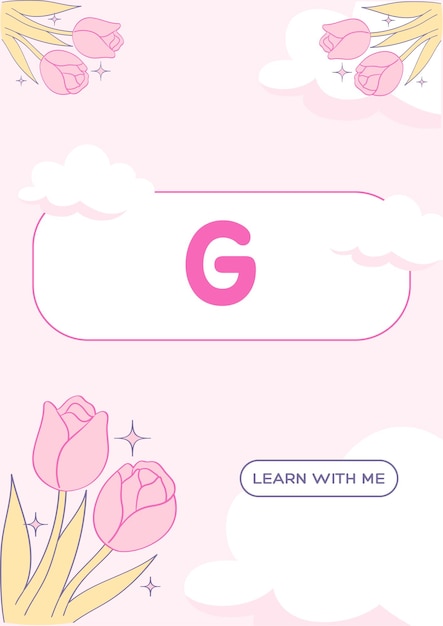 Kindergarten Alphabet Worksheets handdrawn kawaii letter G