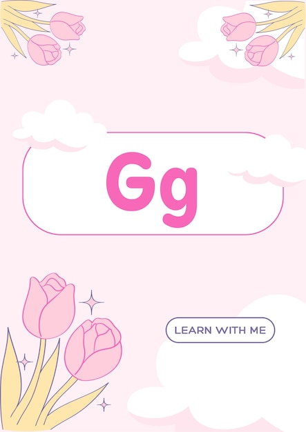 Kindergarten Alphabet Worksheets handdrawn kawaii letter Gg