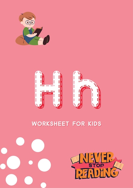 Kindergarten Alphabet Worksheets handdrawn kawaii letter Hh