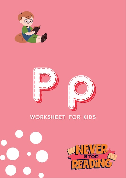 Kindergarten Alphabet Worksheets handdrawn kawaii letter Pp