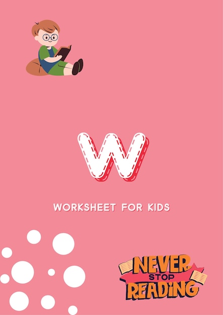 Kindergarten Alphabet Worksheets handdrawn kawaii letter w
