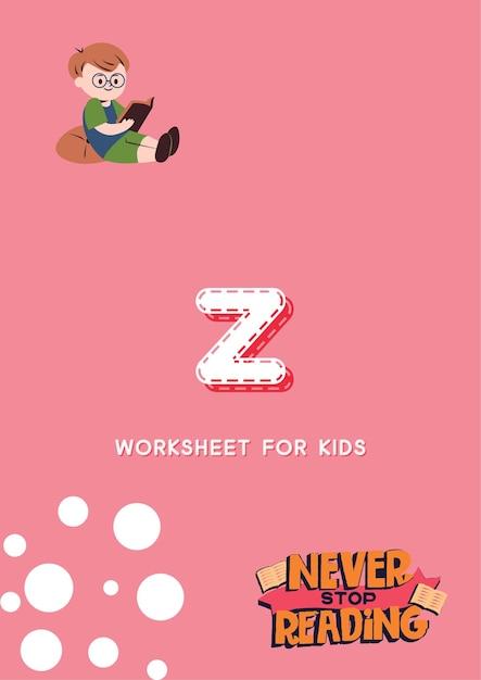 Kindergarten Alphabet Worksheets handdrawn kawaii letter z