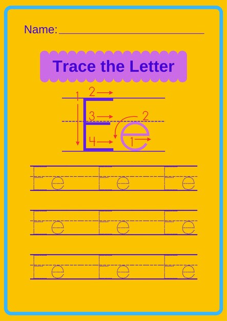 Kindergarten alphabet worksheets handdrawn letter e