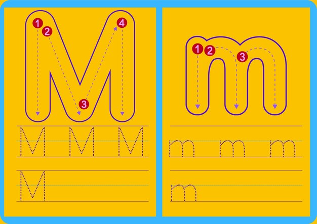 Kindergarten alphabet worksheets handdrawn letter m