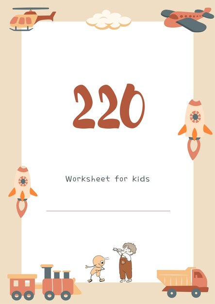 Kindergarten cute numbers worksheets handdrawn 220