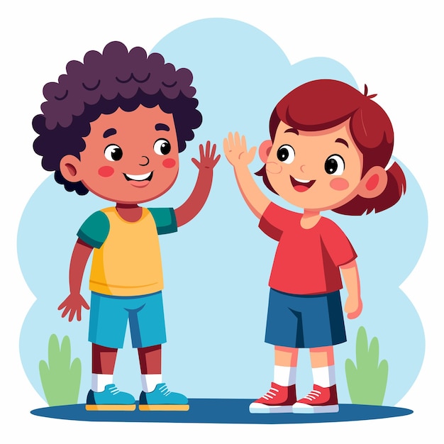 Vector kindergarten kinderen gaan naar school student met de hand getekende mascotte cartoon personage sticker icoon concept