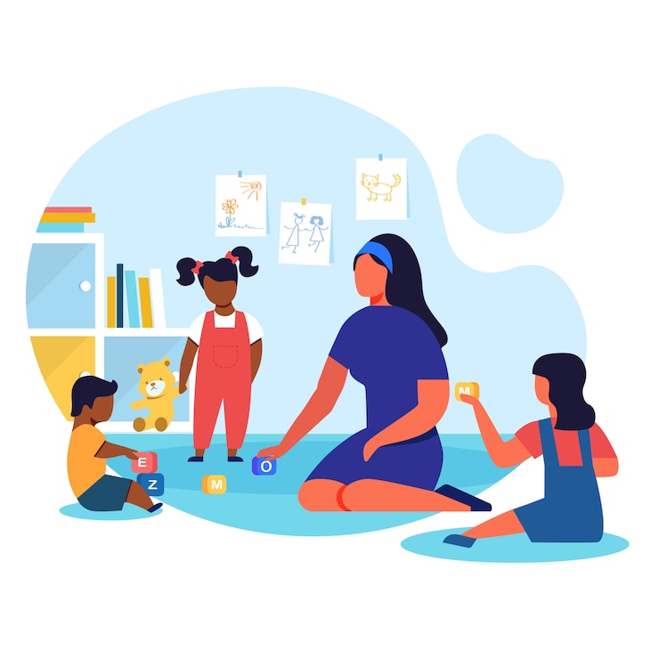 Vector kindergarten, playschool flat vector illustration