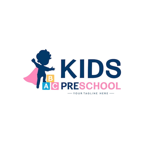 Vector kindergarten or preschool day care logo