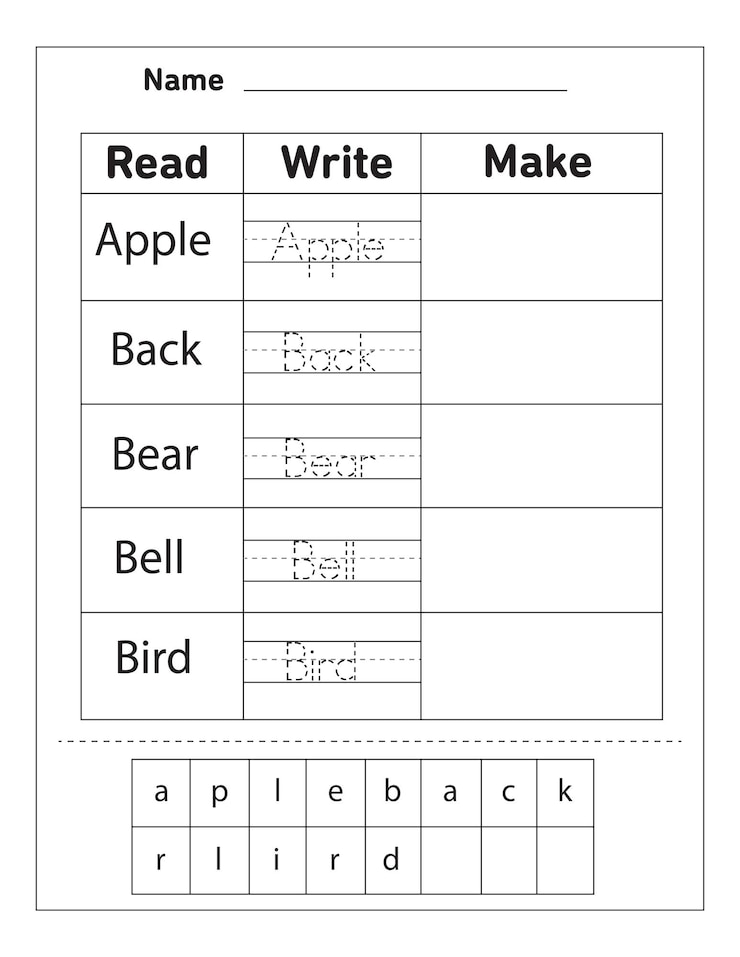 Vector kindergarten and preschool sight words activity worksheet
