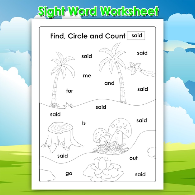 Kindergarten Sight Word Practice 朝のワークシート