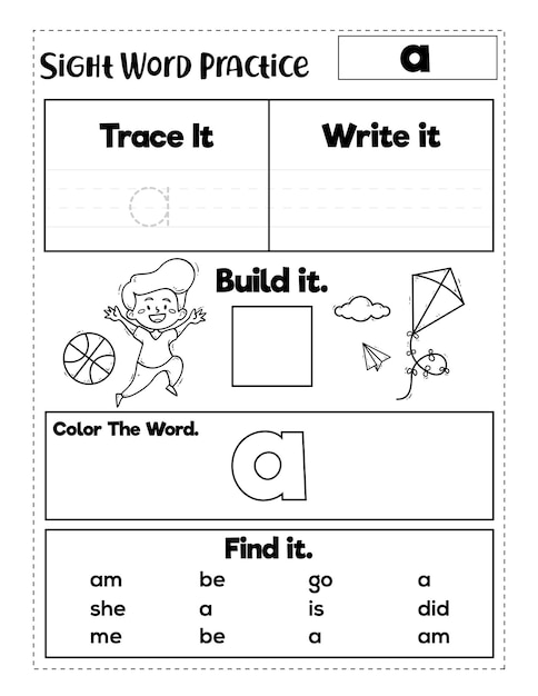 Kindergarten Sight Words Practice Worksheets