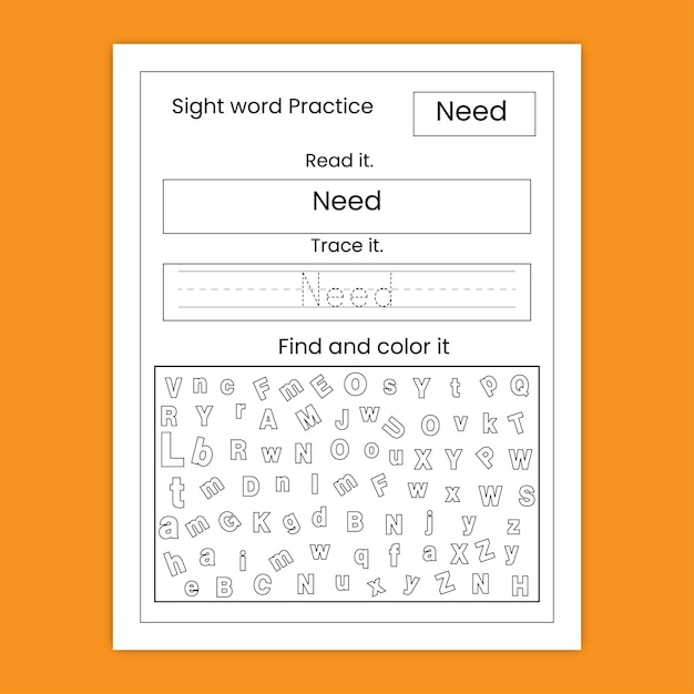 Vector kindergarten sight words workbook