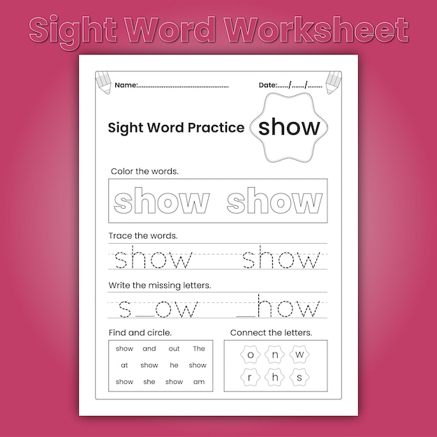 Kindergarten Sight Words Worksheets