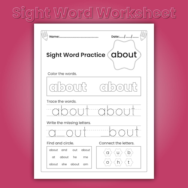 Kindergarten Sight Words Worksheets