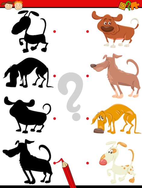 Kindergarten silhouette task with dogs