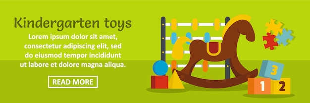 Kindergarten toys banner template horizontal concept