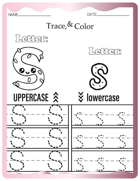 Fogli di lavoro di lettere di tracciamento della scuola materna, tracciamento e colorazione di alfabeto carino.