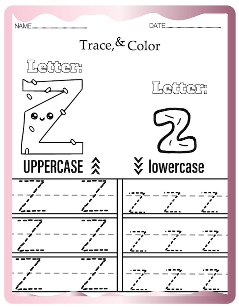 Kindergarten Tracing Letters Worksheets,Cute Alphabet Tracing and Coloring.