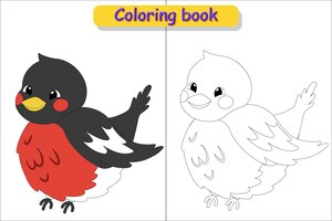 Kinderkleurboek goudvink afbeelding in kleur en zonder kleur