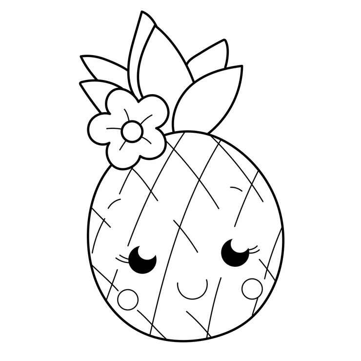 Vector kinderkleurboek schattige ananas