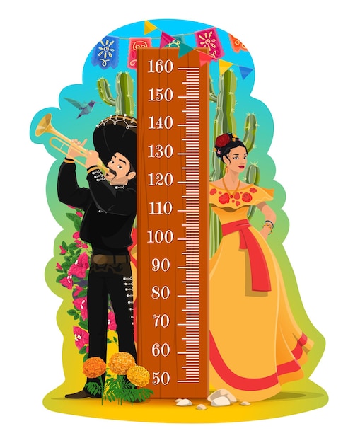Kinderlengtemeter met Mexicaanse mariachi en vrouw