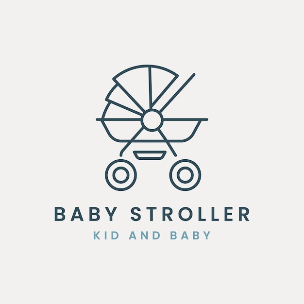 Vector kinderwagen baby lijntekeningen logo vector illustratie sjabloonontwerp