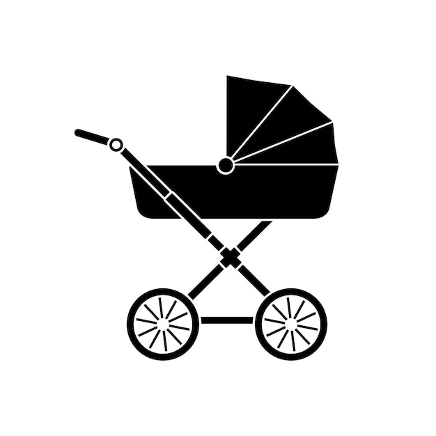 Kinderwagen pictogram Kinderwagen pictogram silhouet Vector