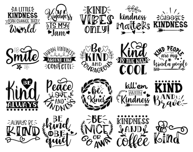 Kindness Lettering Quote Design Bundle