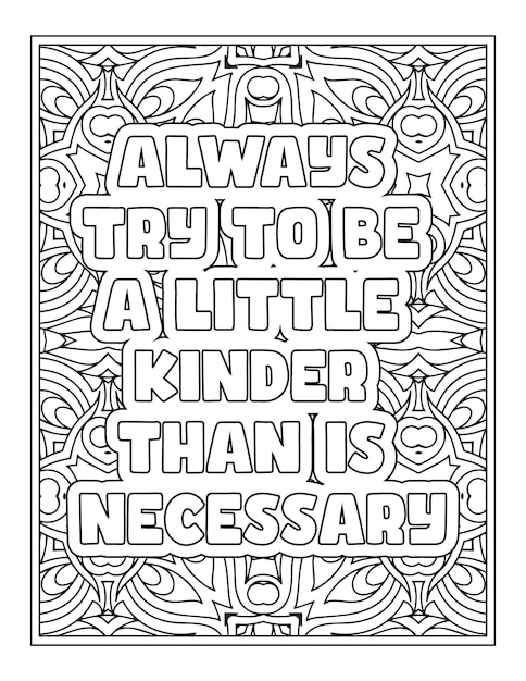 Vector kindness quotes coloring page