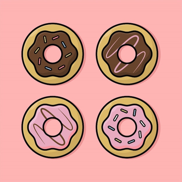 Kinds of donut illustration set