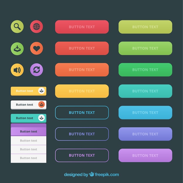 Vector kinds of web buttons in colors