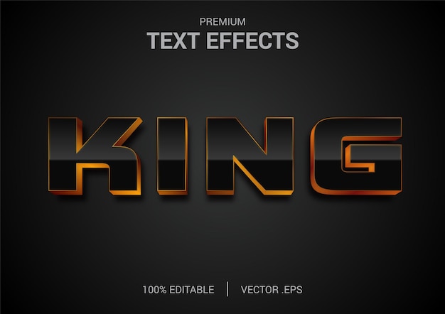 Vettore modello premium in stile effetto di testo modificabile king 3d con sfondo