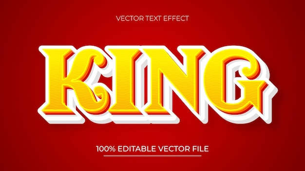 king 3d editable text effects with yellow and red color