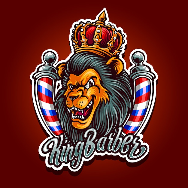 king barber mascot logo