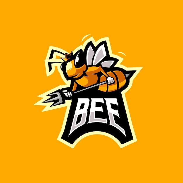 Vector king bee cartoon mascotte logo ontwerp illustratie vector