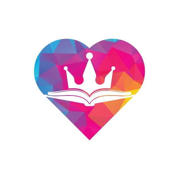 King Book heart shape concept vector logo template design